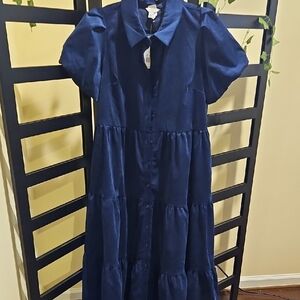 Crown & Ivy Women's Navy Corduroy Dress